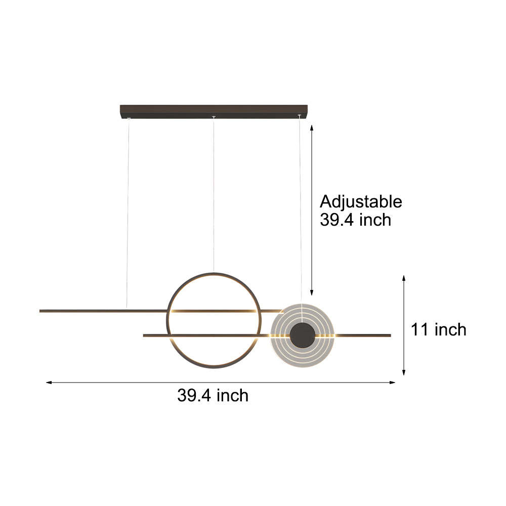 39.4" Dimmable Ring Linear Island Chandelier