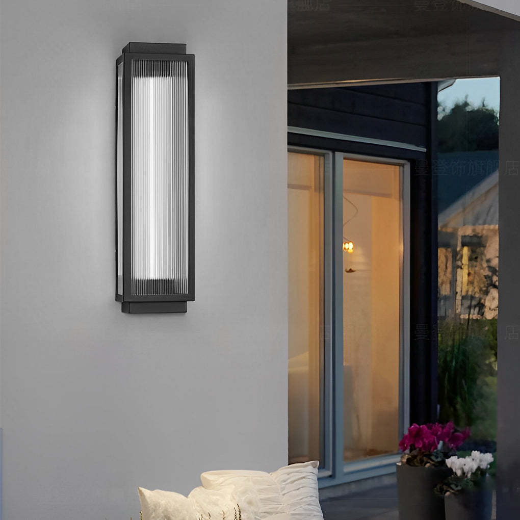 Rectangular Strip Waterproof LED Black Modern Outdoor Wall Lights-Lighom