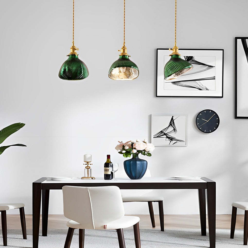 LED Copper Glass Green Retro Nordic Pendant