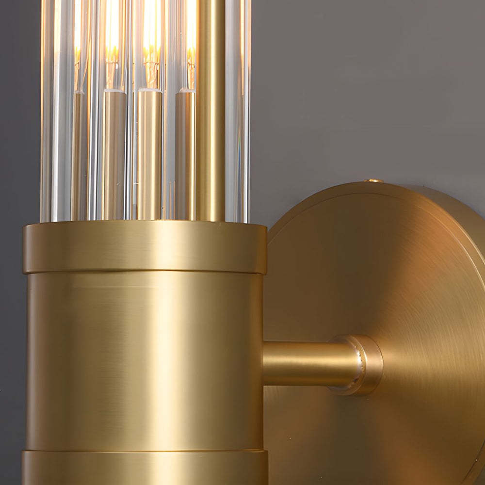 1/2-light Modern Chrome/Gold Wall Sconce with Cylinder Clear Glass Shade-Lighom