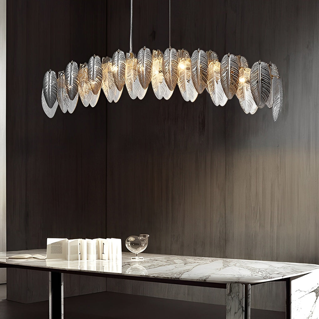 Romantic Creative Feathers Glass Three Step Dimming Modern Chandelier-Lighom