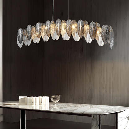 Romantic Creative Feathers Glass Three Step Dimming Modern Chandelier-Lighom