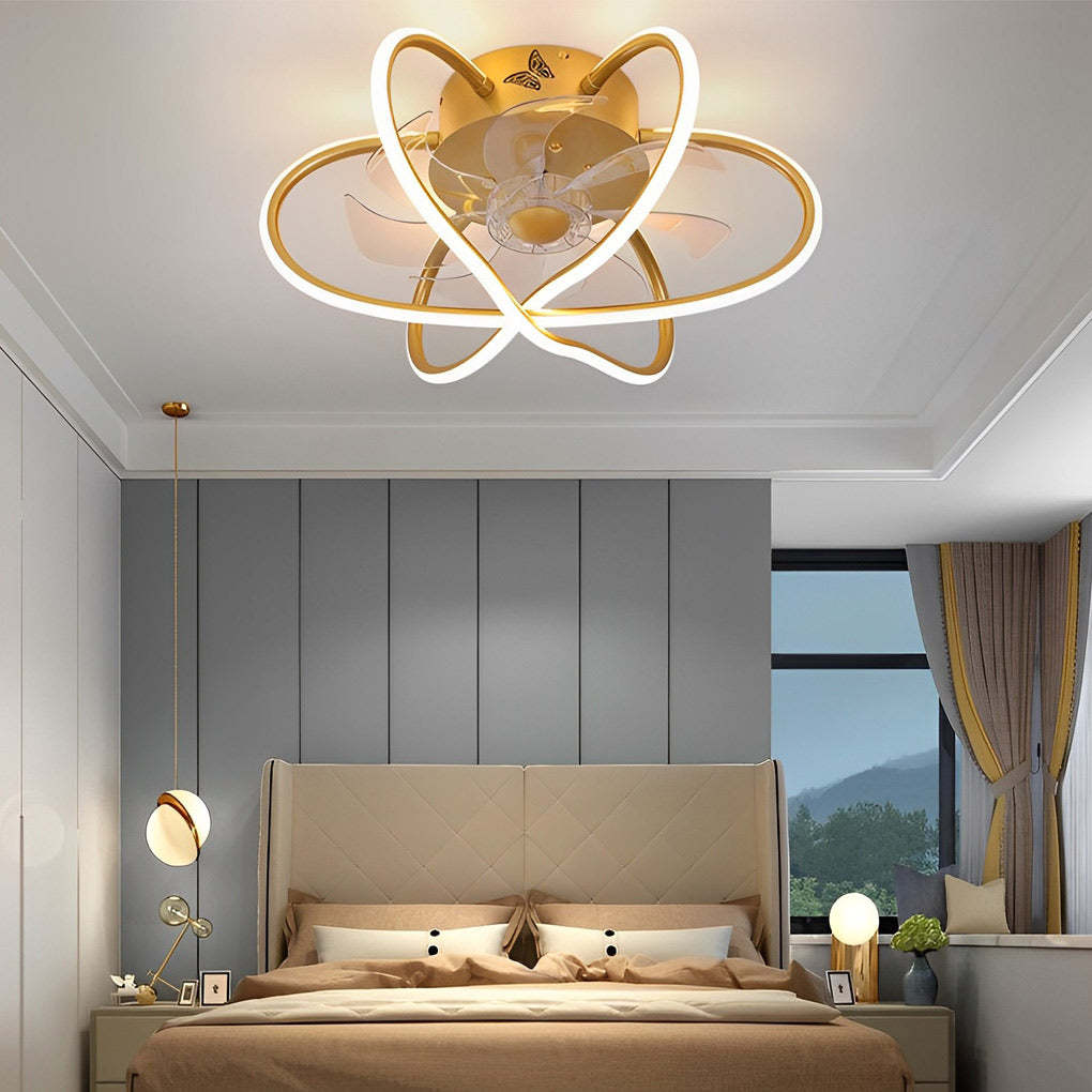 Round Flower Cage Dimmable Remote Bladeless Fan