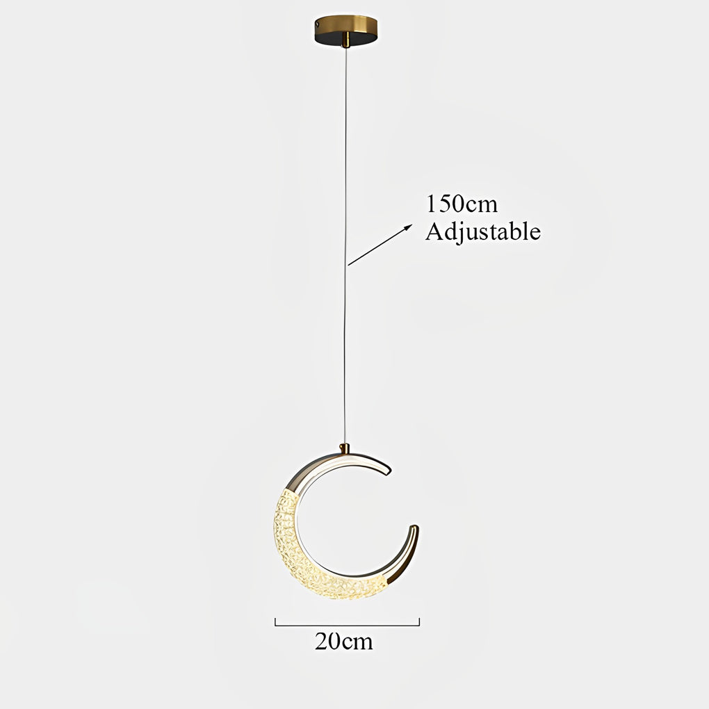 Curvy Moon Plated LED Modern Island Pendant