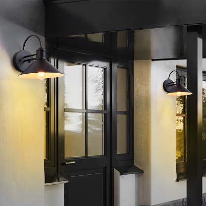 Retro Conical Iron Waterproof Industrial Style Outdoor Wall Lamp Exterior Lights-Lighom