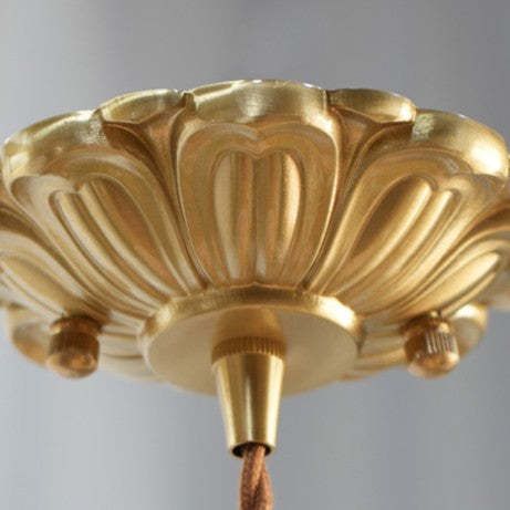 French Vintage Fabric Tassel Brass Pendant Light