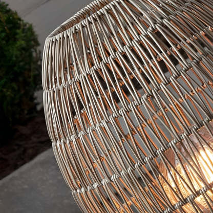 Spaceship Lighting Handmade Rattan Oval Cage Waterproof Outdoor Floor Lamp-Lighom