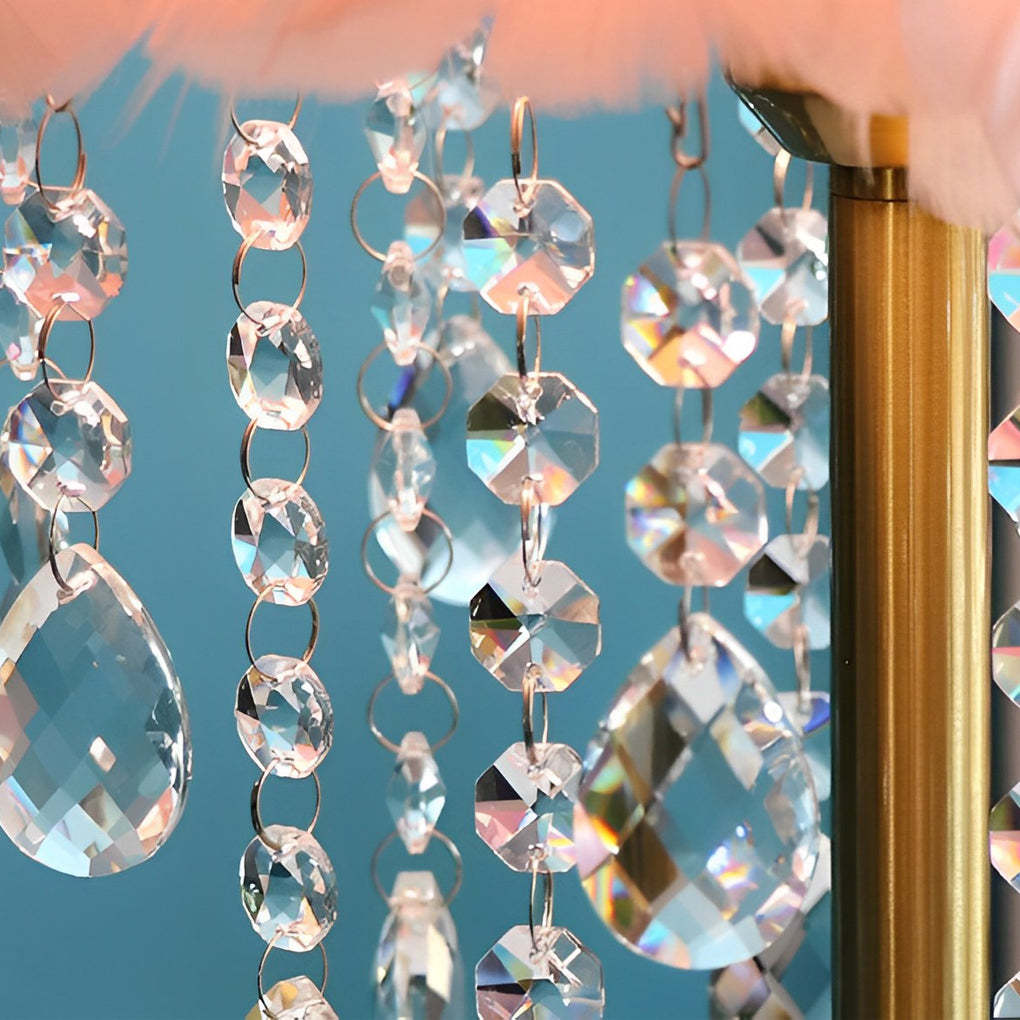LED Feather Crystal Tassel Ambient Table Lamp