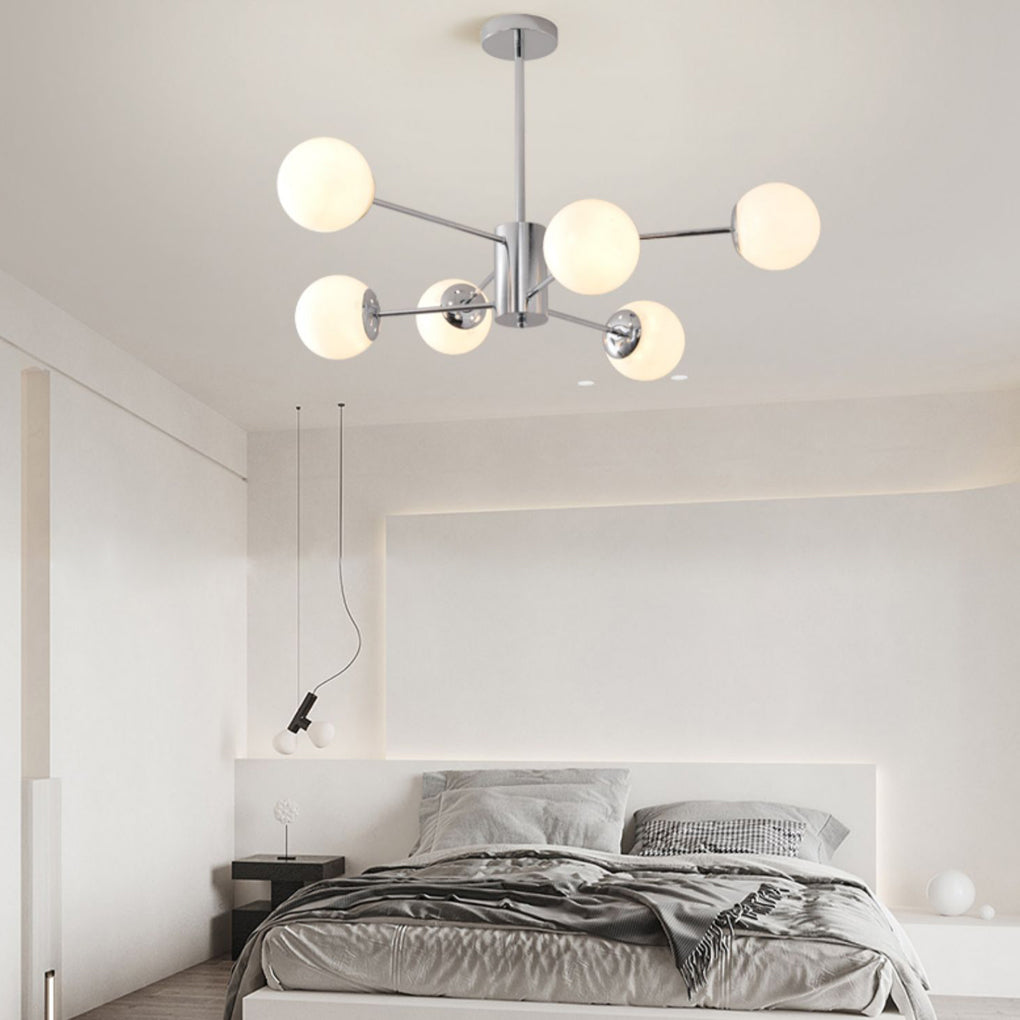 White glass molecular plated chandeliers - modern — 8-Light