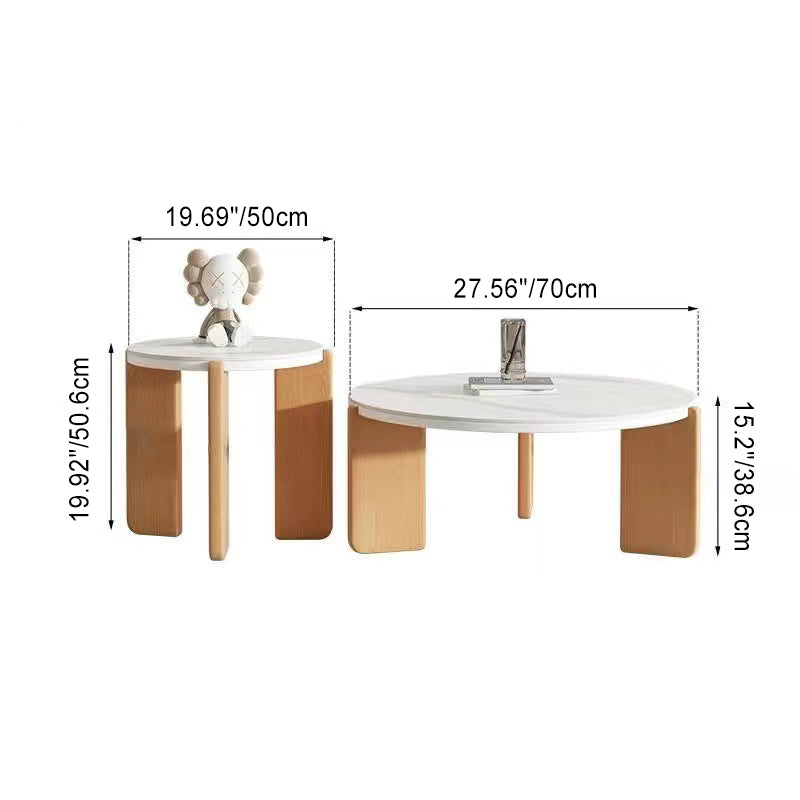 Contemporary Rock Beam Three-Leg Wood Coffee Table