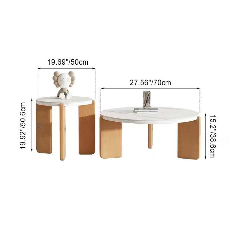Contemporary Rock Beam Three-Leg Wood Coffee Table