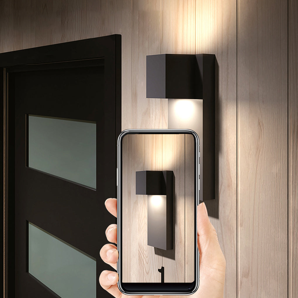 Square Waterproof LED Up and Down Lights Modern Outdoor Wall Lamp Wall Sconce Lighting-Lighom