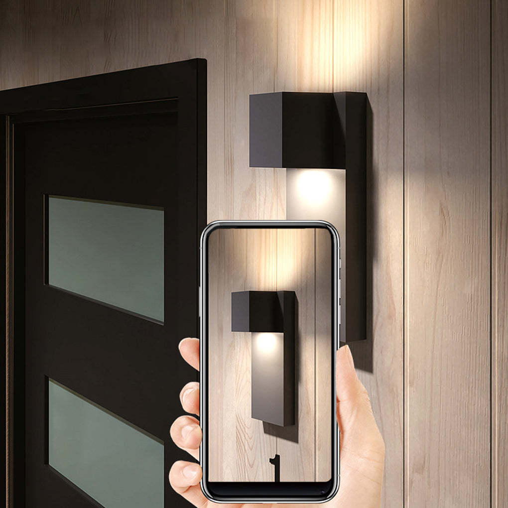 Square Waterproof LED Up and Down Lights Modern Outdoor Wall Lamp Wall Sconce Lighting-Lighom