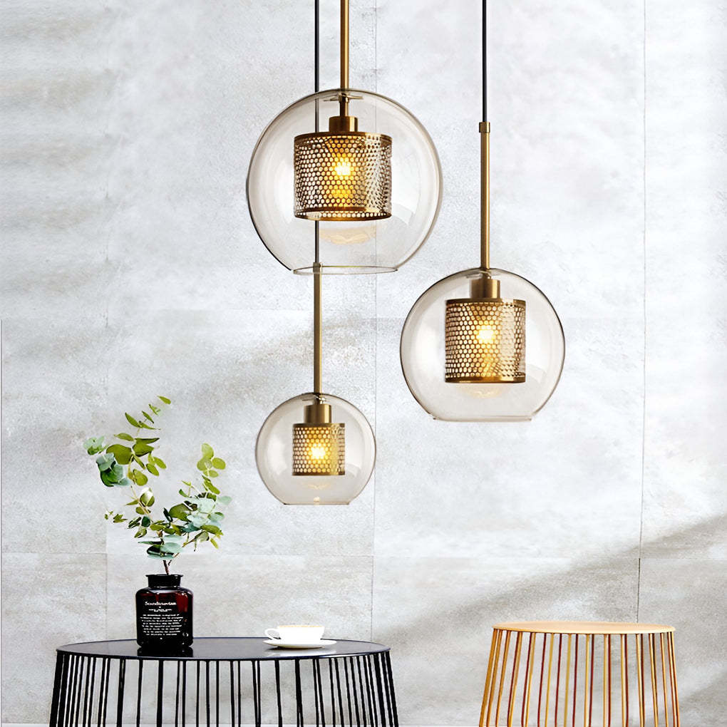 Minimalist Round Glass LED Industrial Kitchen Island Pendant
