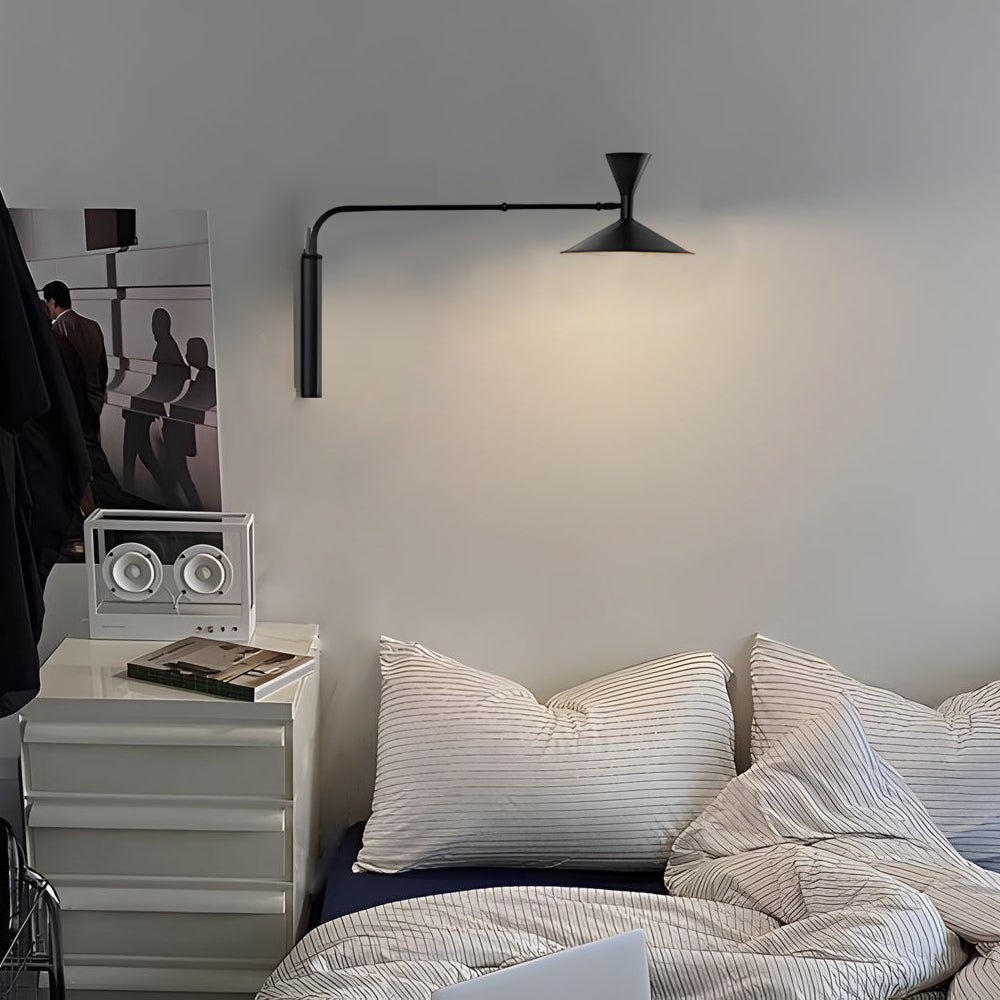 Marseille Swing Arm Wall Lamp Adjustable Long Metal Arm Trumpet Sconce-Lighom