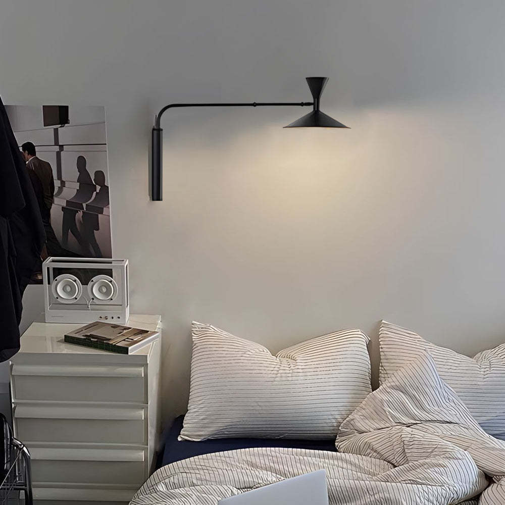 Marseille Swing Arm Wall Lamp Adjustable Long Metal Arm Trumpet Sconce-Lighom