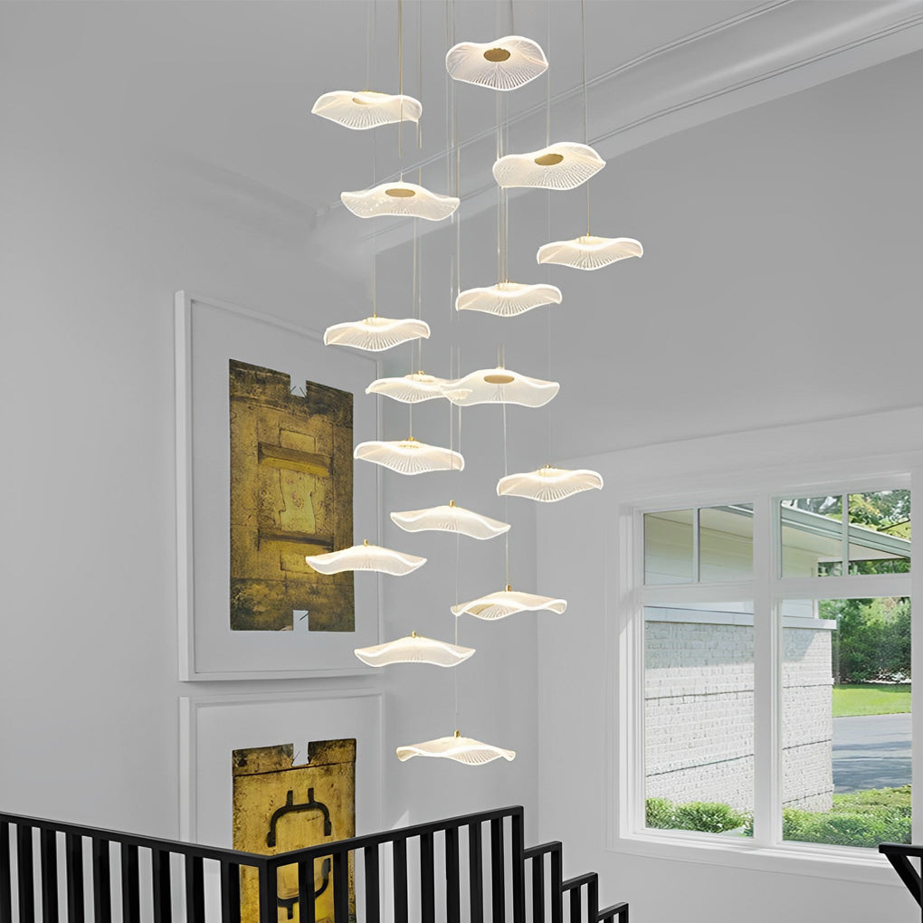 Acrylic Lotus Leaf LED Modern Staircase Chandelier