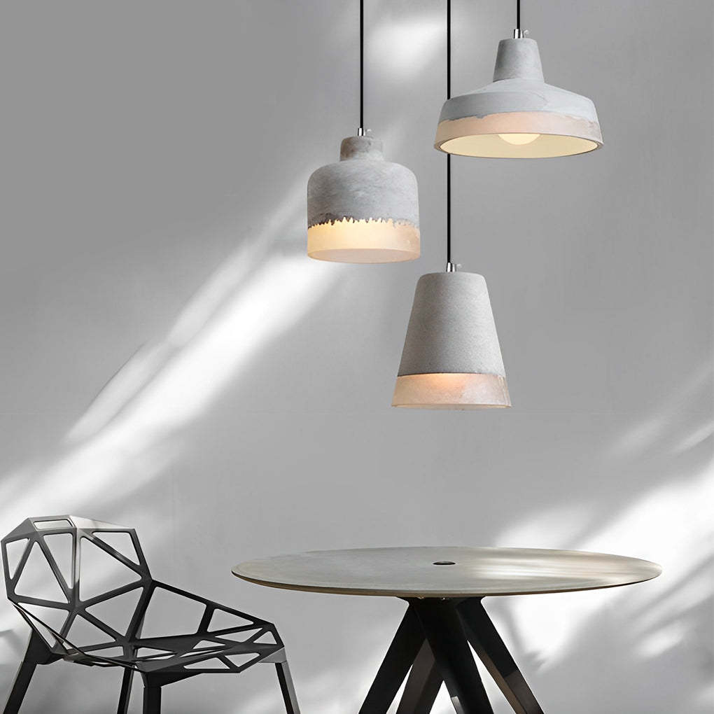 Round Resin Cement Minimalist Industrial Pendant