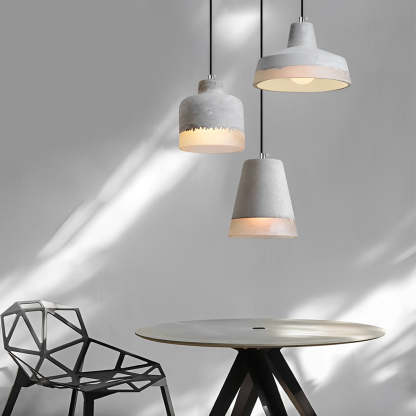 Round Resin Cement Minimalist Industrial Pendant