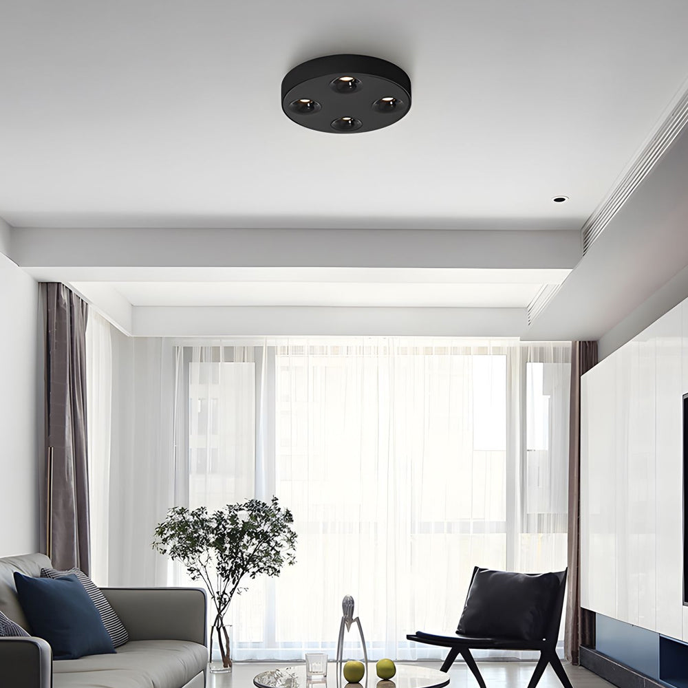 Black metal peg flush mount lighting - modern — Warm White (3000K) / White / 10W