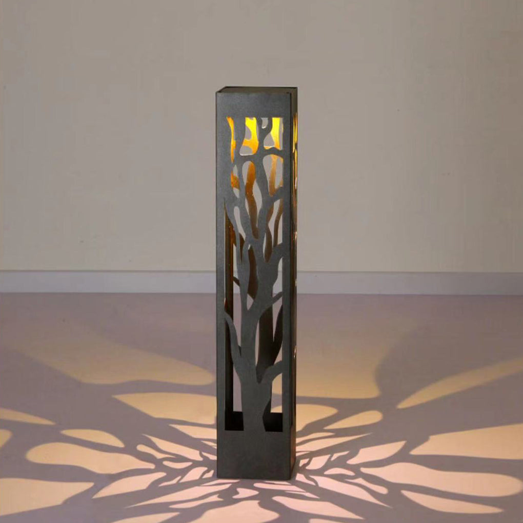 Solar-Powered Modern Outdoor Lawn Lamp with Creative Hollow-Out Branch Pattern-Lighom