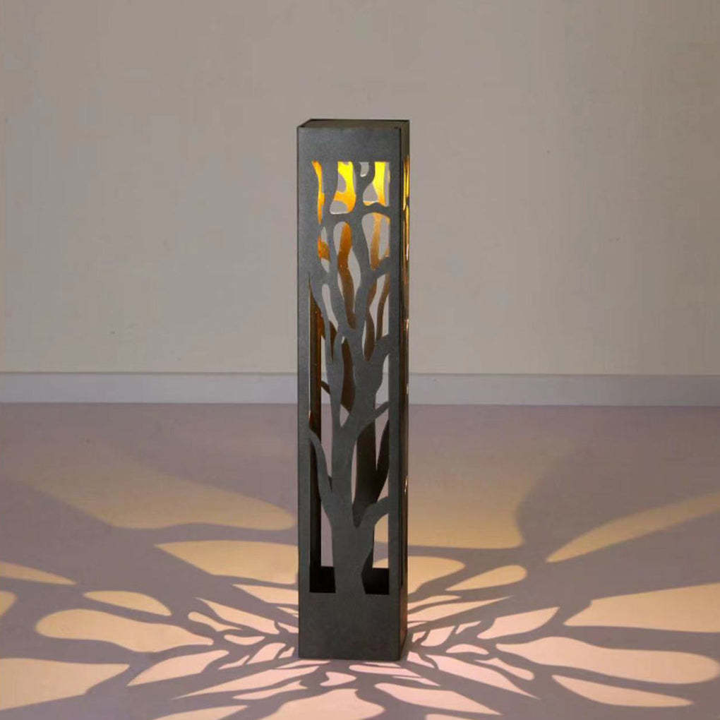 Solar-Powered Modern Outdoor Lawn Lamp with Creative Hollow-Out Branch Pattern-Lighom