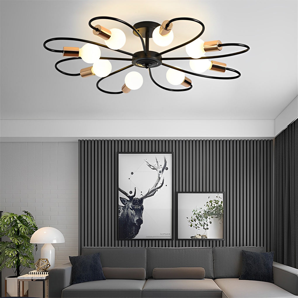 Simple Iron Flower Nordic Bedroom Ceiling Light
