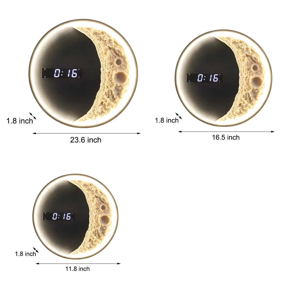 Moon LED Wall Light Wall Digital Clock Astronaut Decor 3 Color Wall Lamp-Lighom