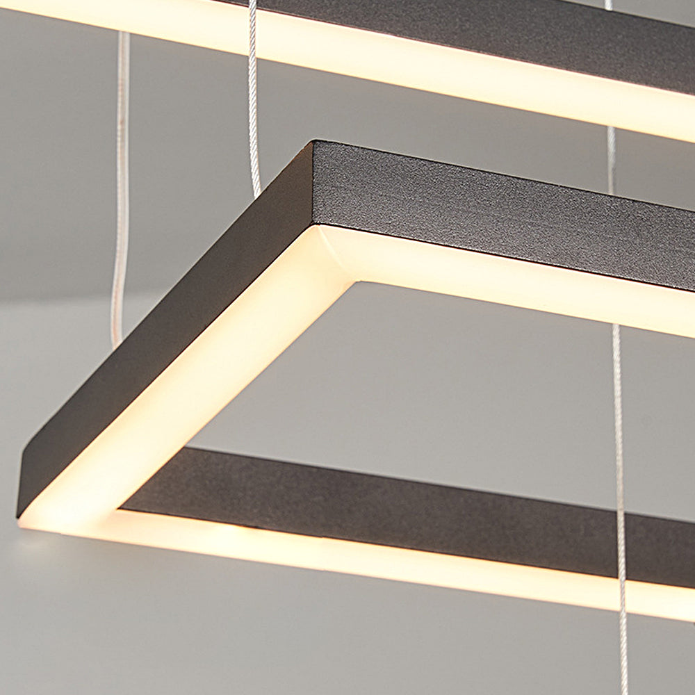 Geometric Strip Dimmable Nordic Dining Chandelier — Black / Warm White