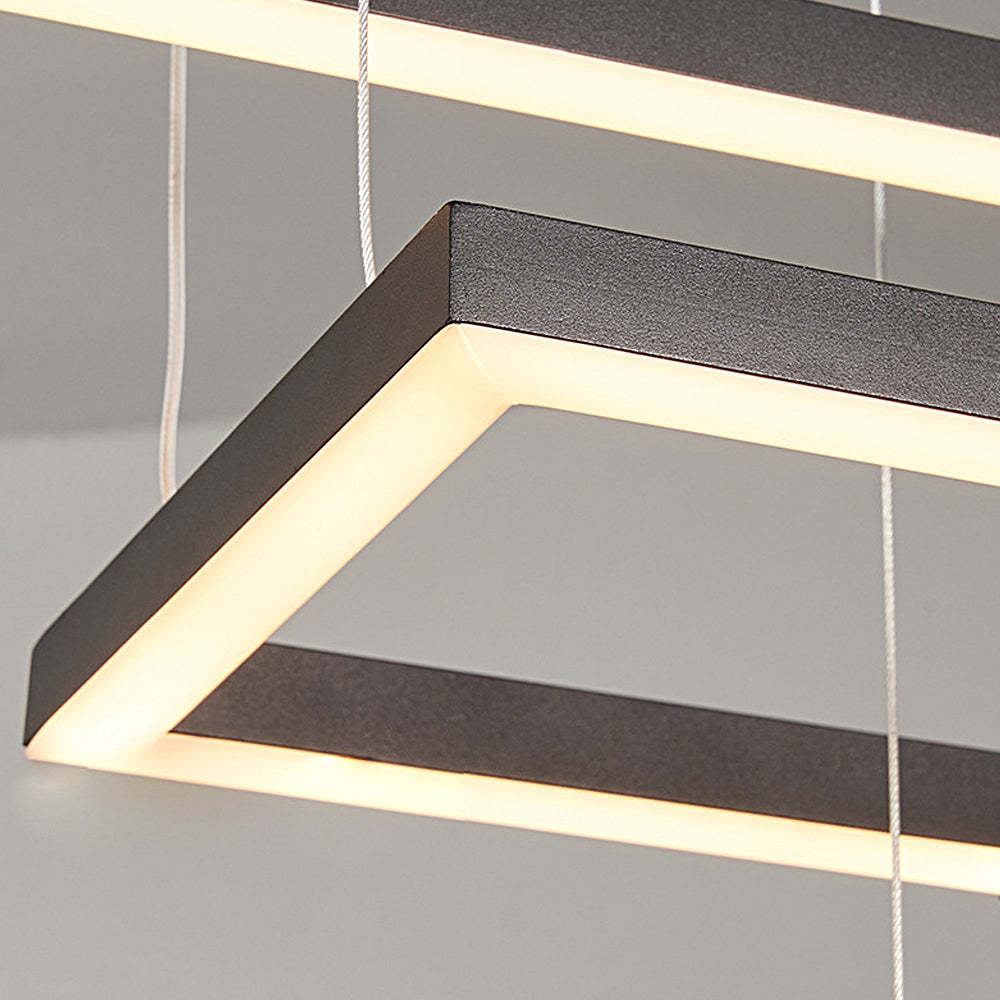 Geometric Strip Dimmable Nordic Dining Chandelier — Black / Warm White