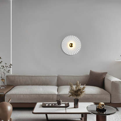 Lotus Leaf Round Pleated LED Creative White Modern Wall Lights Fixture-Lighom