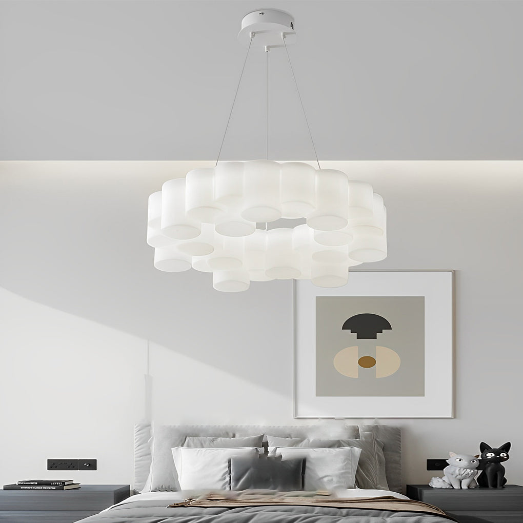 Ring Honeycomb 3-Step Dimming LED White Nordic Chandelier