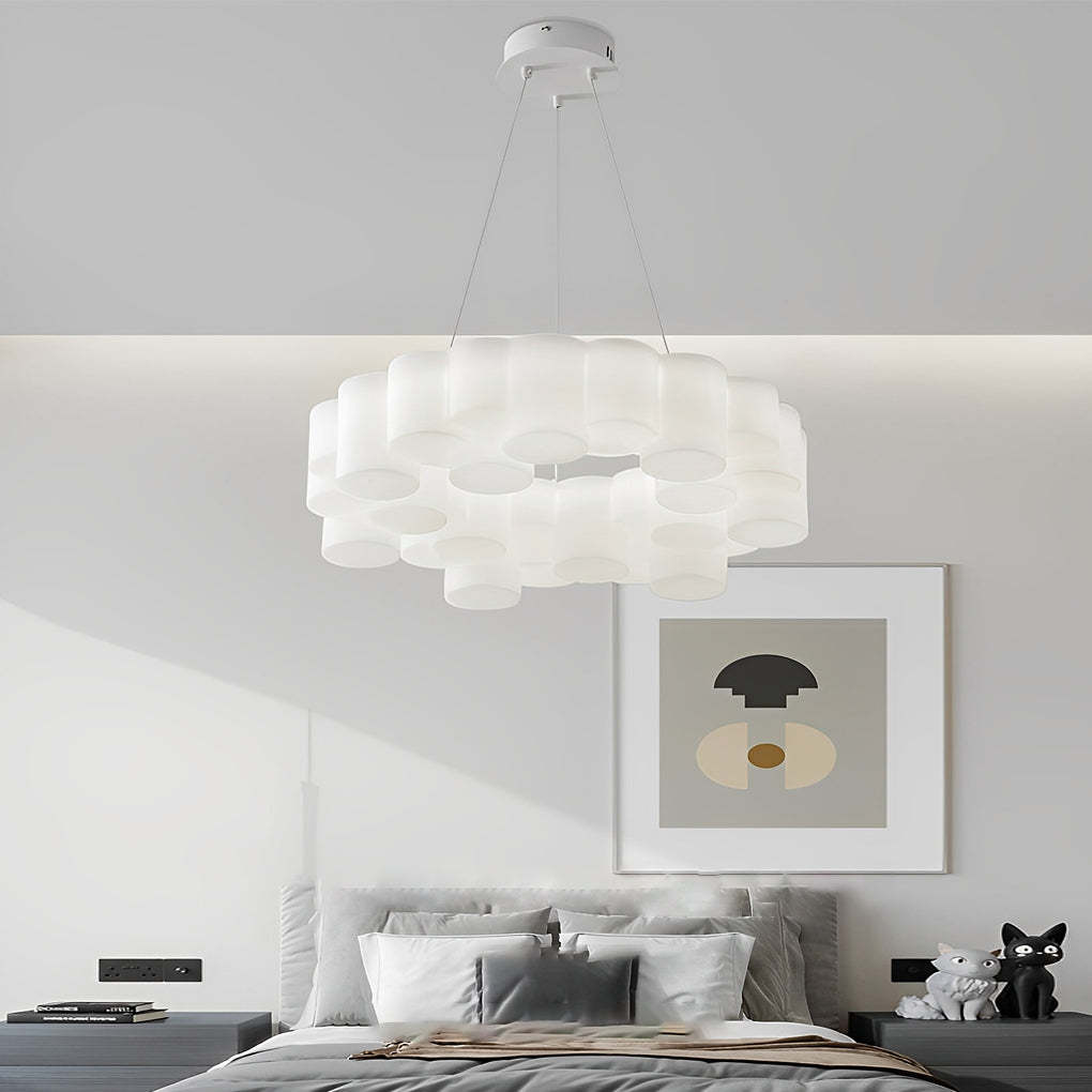 Ring Honeycomb 3-Step Dimming LED White Nordic Chandelier