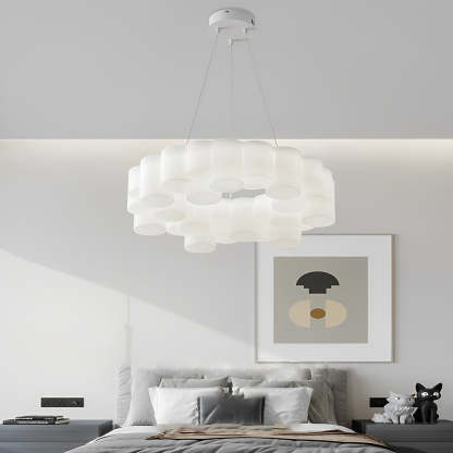 Ring Honeycomb 3-Step Dimming LED White Nordic Chandelier