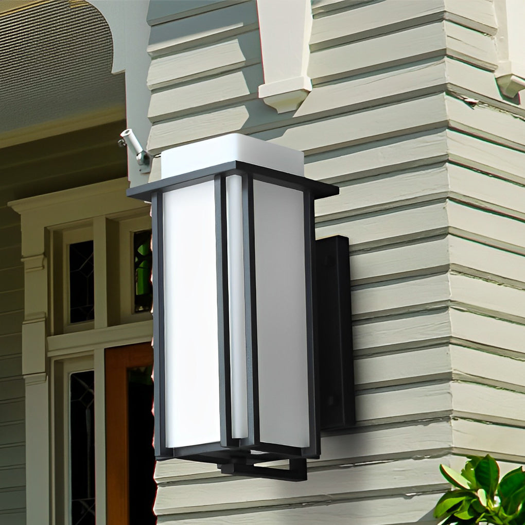 Square Waterproof LED Black Retro Outdoor Wall Lamp Exterior Lights-Lighom