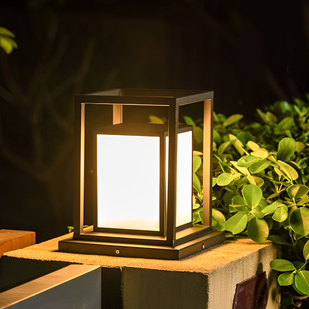 Black Modern LED Solar Outdoor Fence Post Light