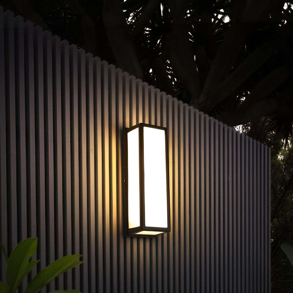 Rectangle LED Waterproof Motion Sensor Black Modern Wall Sconce Lighting-Lighom