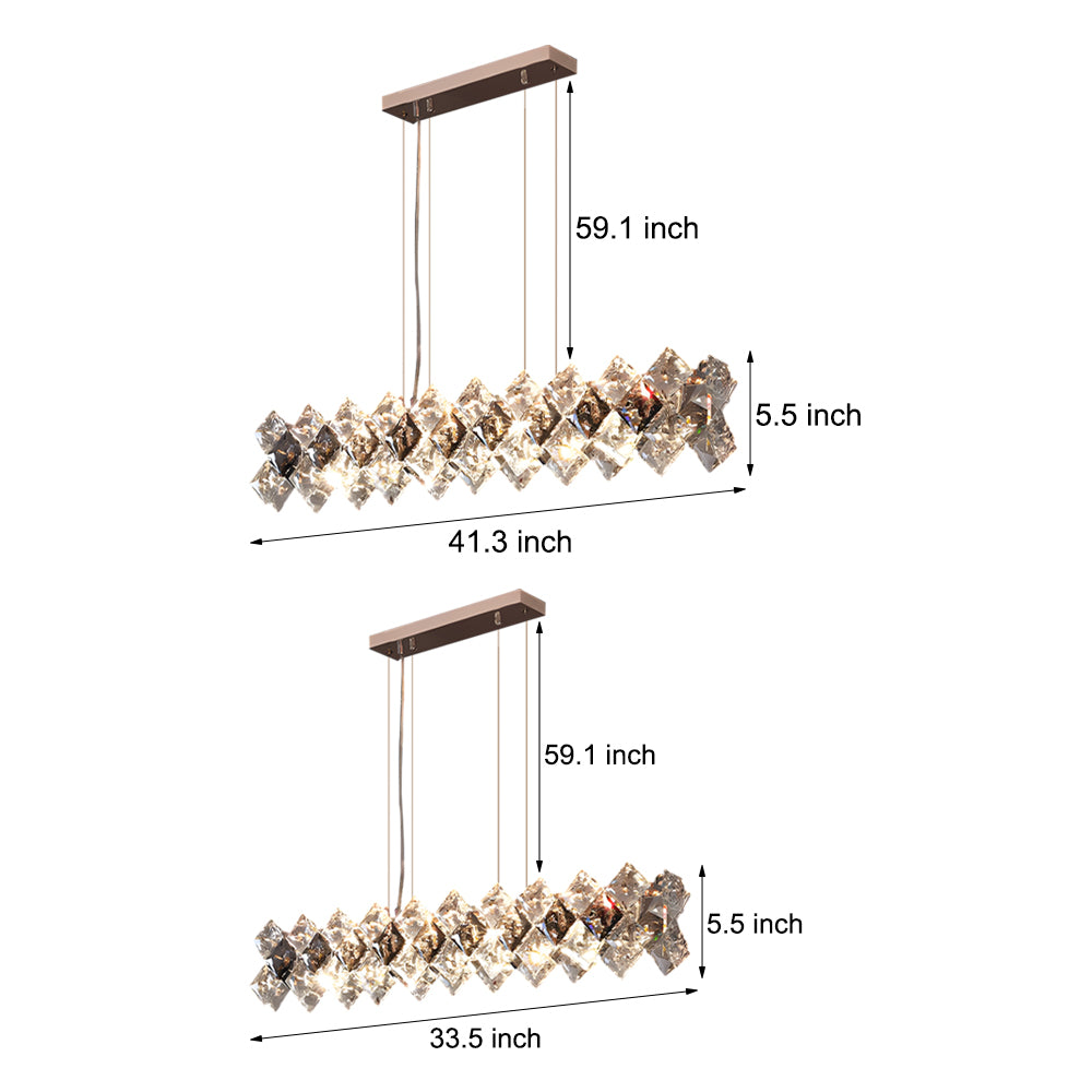 Crystal glass metal chandeliers in brass