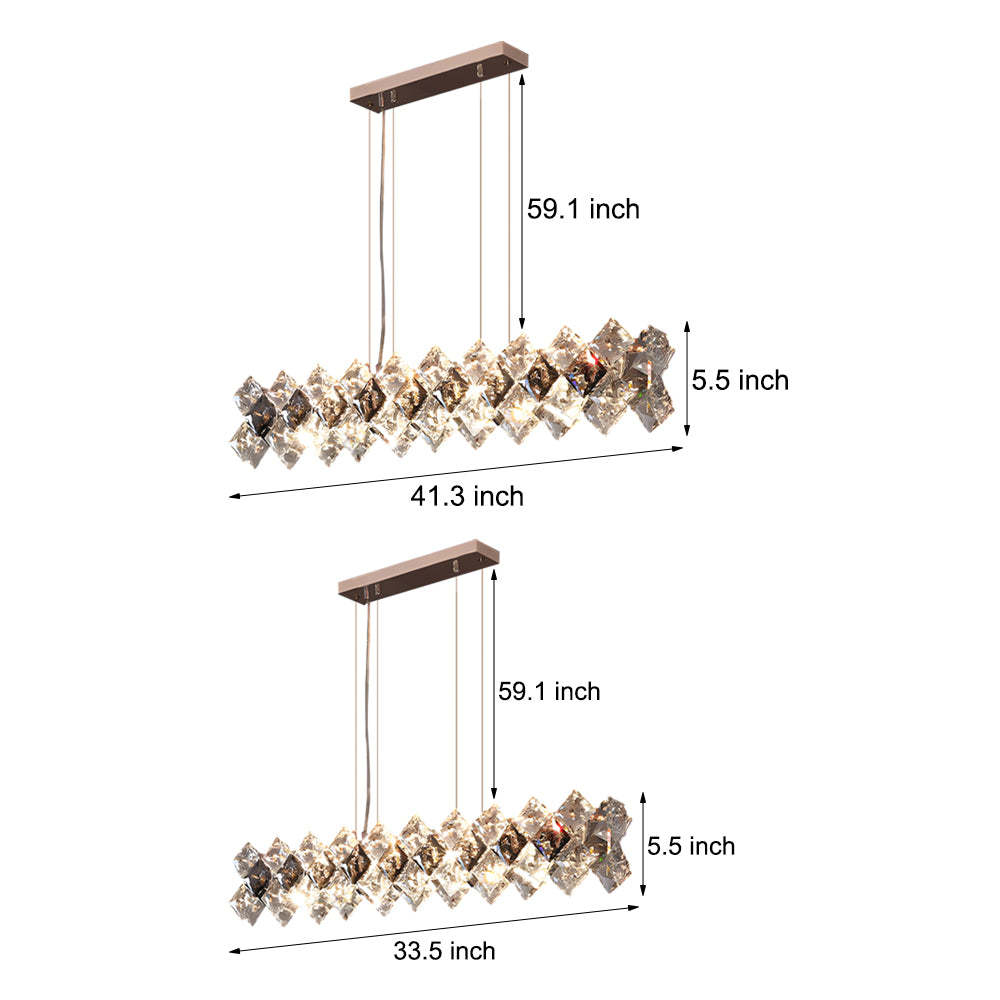 Crystal glass metal chandeliers in brass