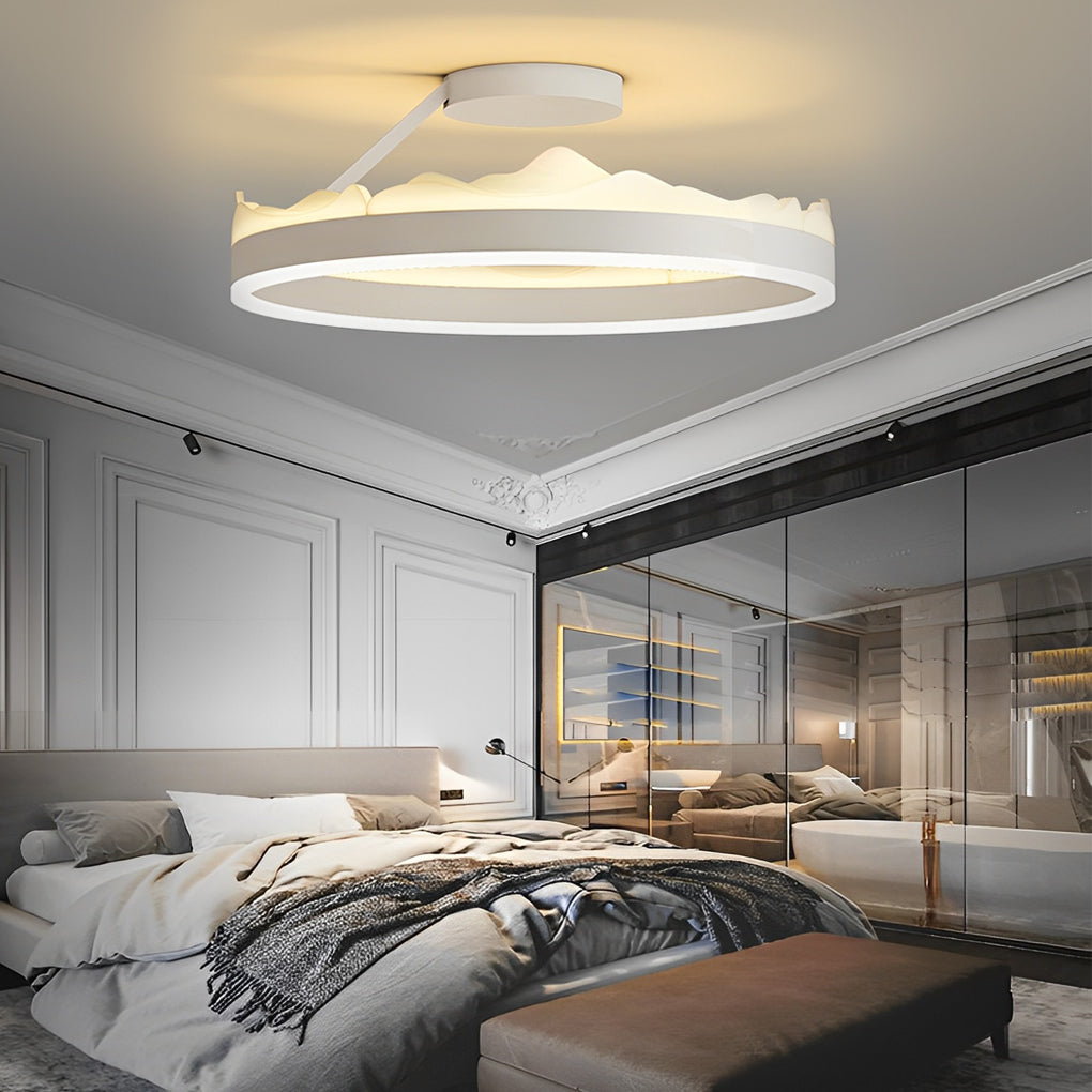 Round Stepless Dimming LED White Nordic Flush Mount Light