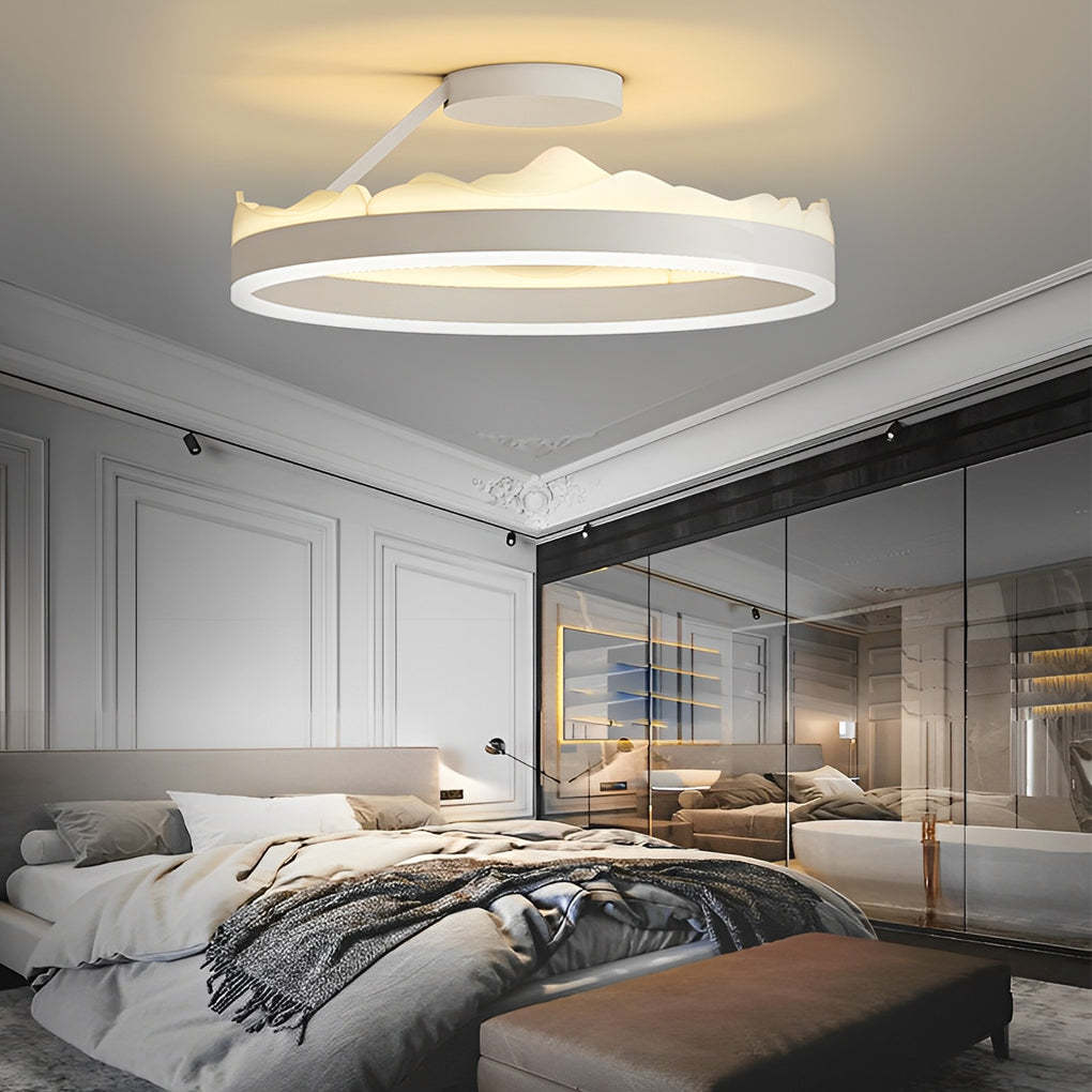 Round Stepless Dimming LED White Nordic Flush Mount Light