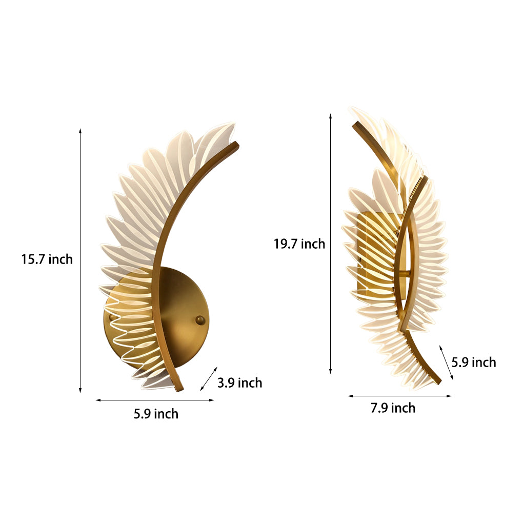 Acrylic Leaves Feathers LED Three Step Dimming Postmodern Wall Lamp-Lighom