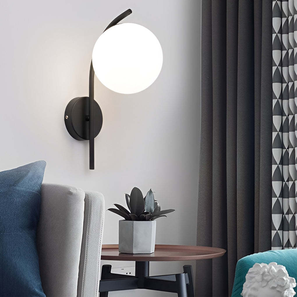 Creative Glass Ball-shaped LED Nordic Plug in Wall Sconce Lighting-Lighom