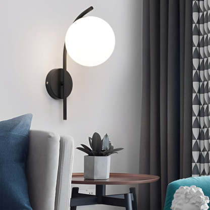 Creative Glass Ball-shaped LED Nordic Plug in Wall Sconce Lighting-Lighom