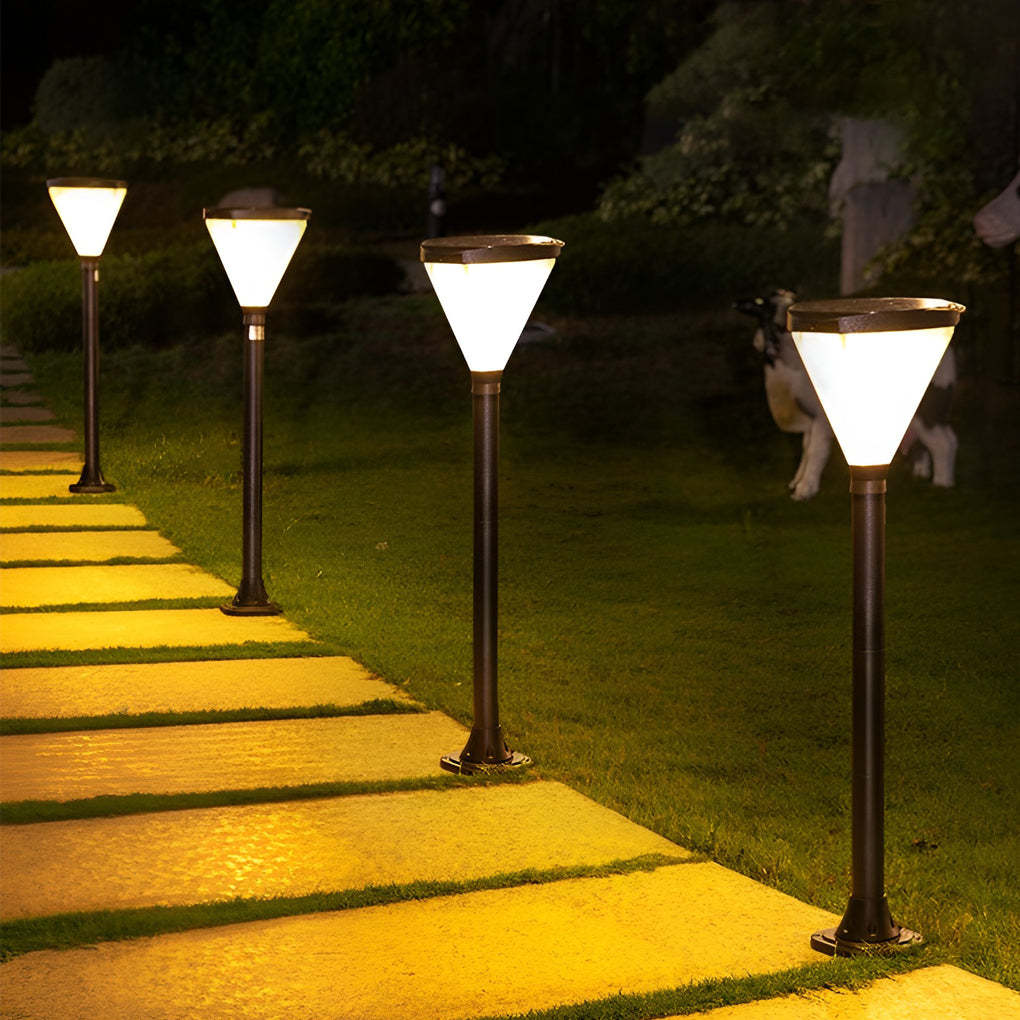 3.7V Cone Modern Solar Powered LED Path Light with Ground Insert or Mounting Base-Lighom