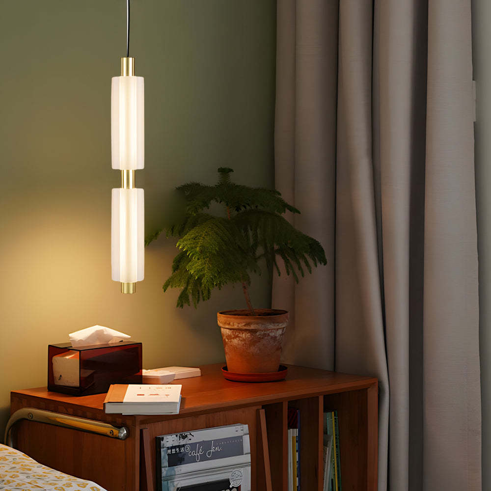 1/2/3-Head Acrylic Cylinder Modern Pendant Light, Gold/Black