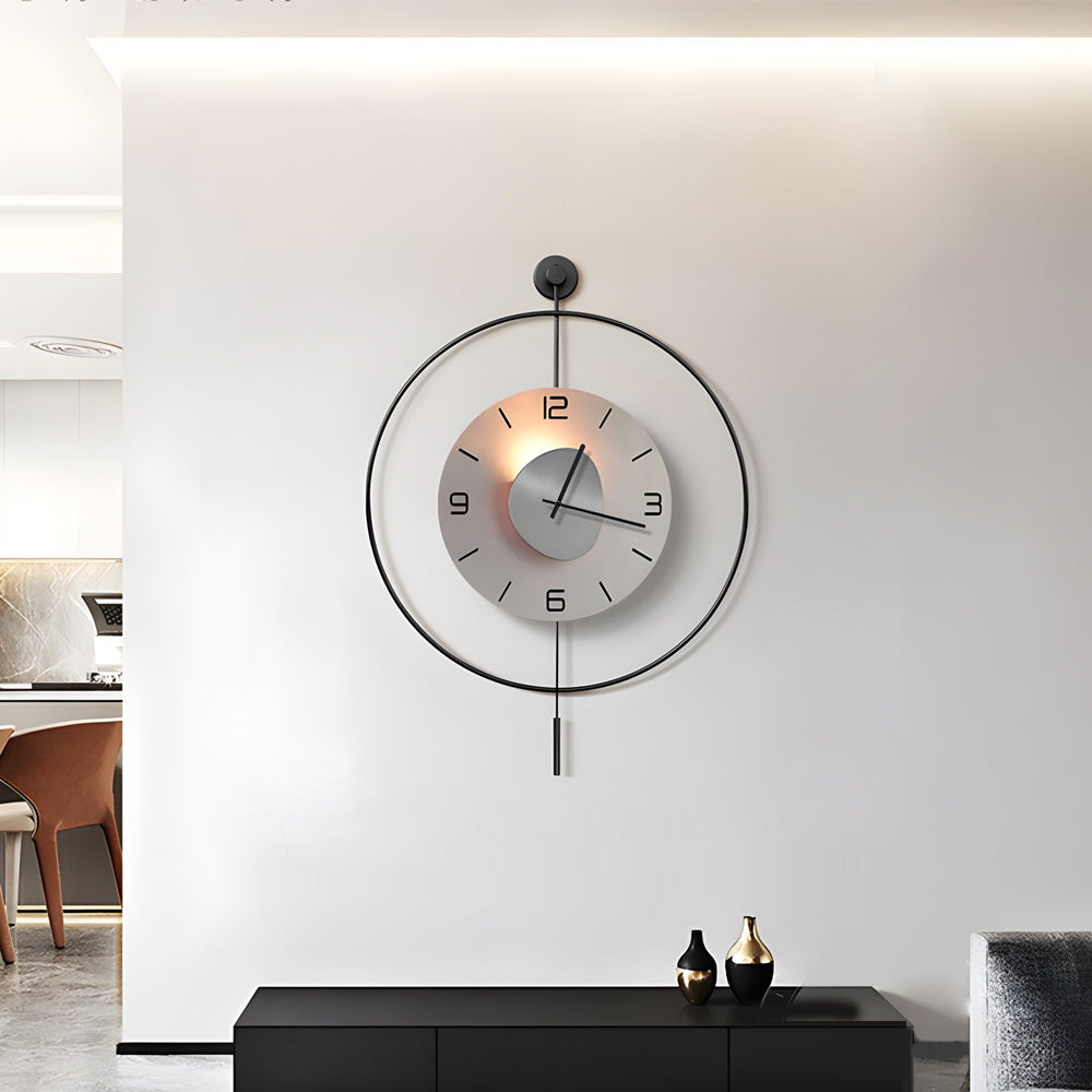 Battery Operated Round LED Hanging Metal Wall Clock-Lighom