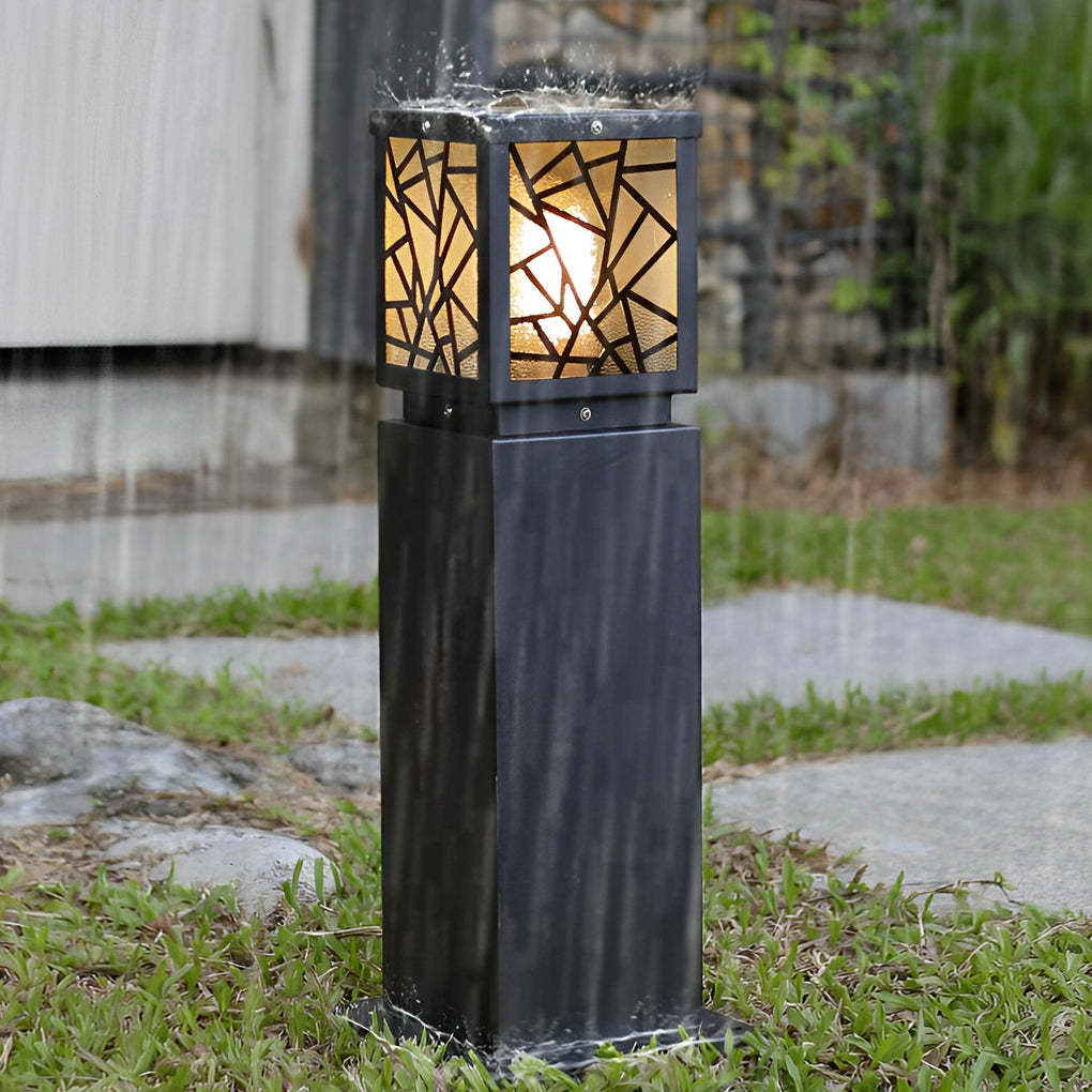 Retro LED Waterproof Black Modern Solar Path Lights Outdoor Lawn Light-Lighom