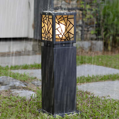 Retro LED Waterproof Black Modern Solar Path Lights Outdoor Lawn Light-Lighom