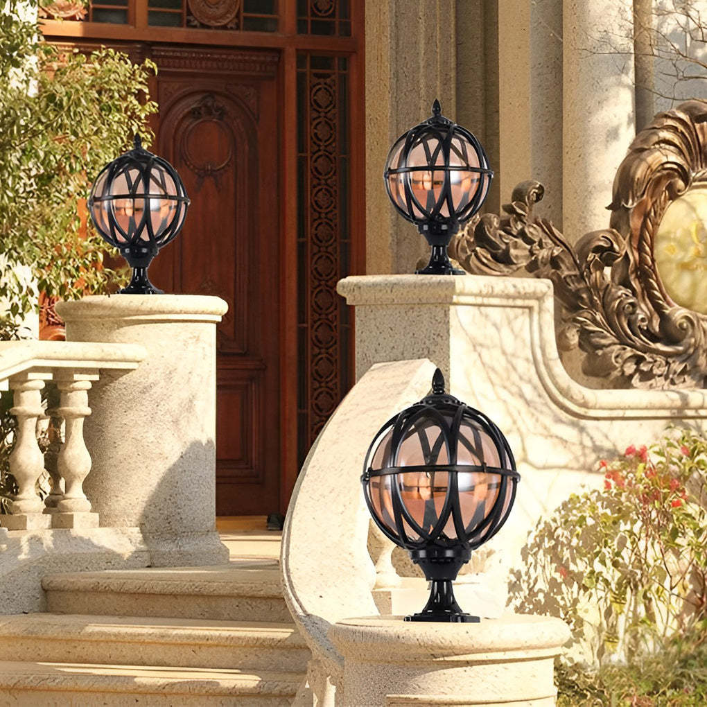 Round Glass E27 Waterproof European Style Outdoor Post Caps Lights-Lighom